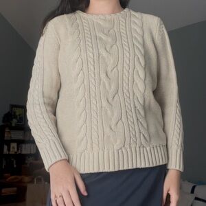 L.L. Bean Women's Cable Knit Sweater - Cream